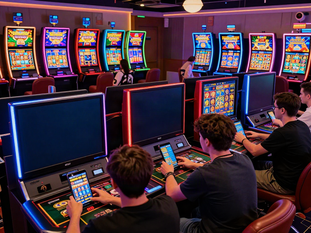 Players immersed in diverse slot games at DA88's vibrant online gaming environment
