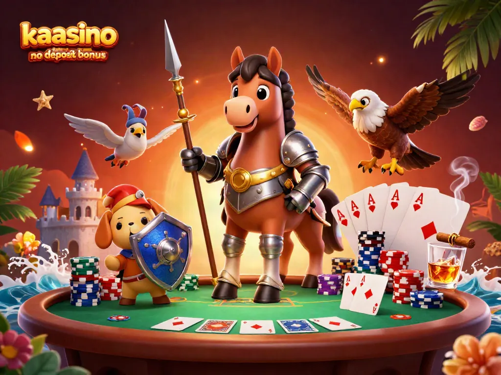 Experience the excitement of kaasino casino no deposit bonus with a vibrant, engaging 3D casino scene featuring unique characters.