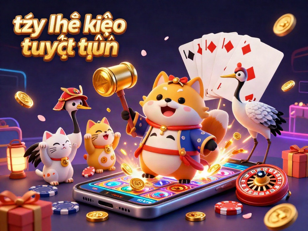 Engage with tỷ lệ kèo trực tuyến in a vibrant 3D digital casino scene full of lucky moments.