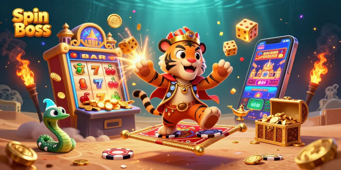 Engage with top games at Spin Boss casino, featuring dynamic 3D visuals of jackpots and bonuses.