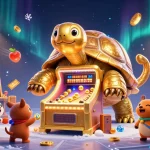 Experience thrilling gameplay at Lolajack Casino with a vibrant illustration capturing excitement, slots, and trophies.