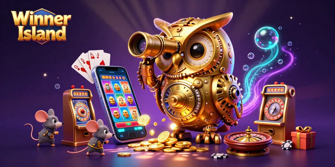 Experience the vibrant excitement of Winner Island casino with charming creatures and immersive gaming elements.
