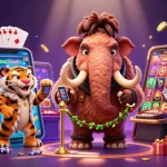 Experience the excitement of lolajack casino with thrilling games and vivid characters in this vibrant illustration.